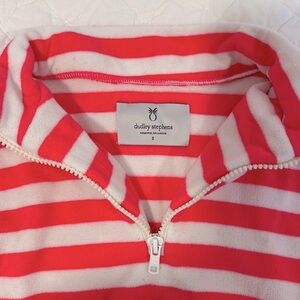 Dudley Stephens half zip kids fleece pullover - size s neon pink & white stripes
